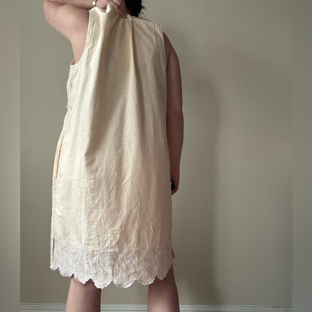 croft & barrow Yellow Striped Sleeveless Eyelet Dress - Picture 4 of 8